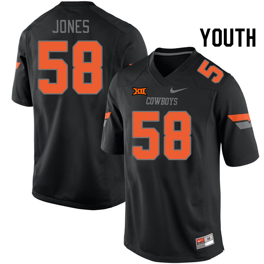 Youth #58 Kaden Jones Oklahoma State Cowboys College Football Jerseys Stitched-Retro Black